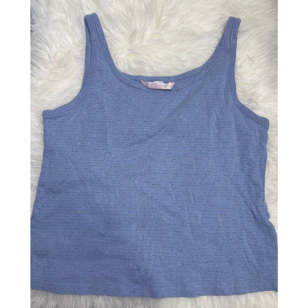 Victorias Secret Vintage Sleep Tank 100% Cotton Blue Striped 2000s Y2K Cosy